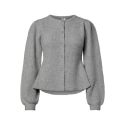PIECES Silly puff strikcardigan - Medium Grey Melange