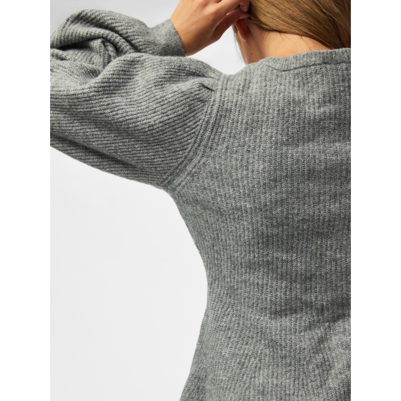 PIECES Silly puff strikcardigan - Medium Grey Melange