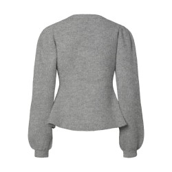 PIECES Silly puff strikcardigan - Medium Grey Melange