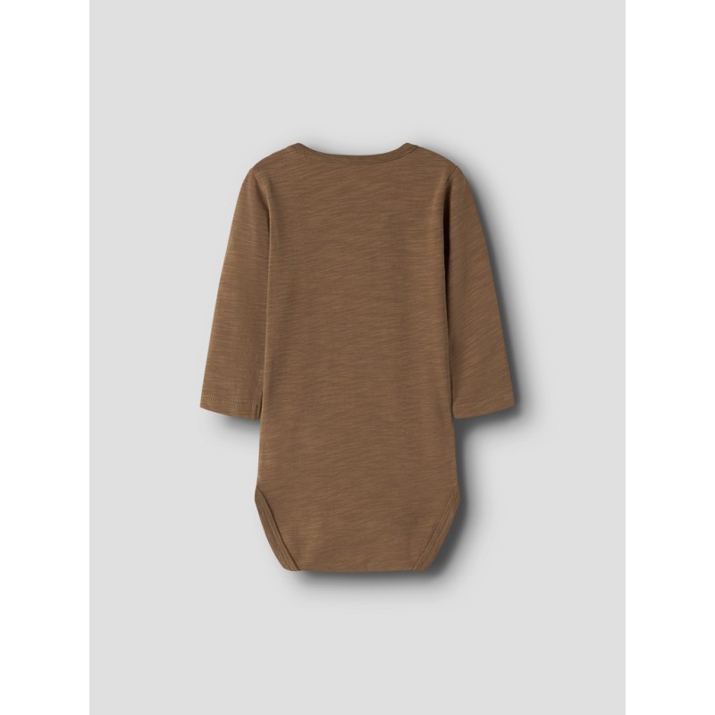 NAME IT BABY dreng - Rotram langærmet body - Sepia