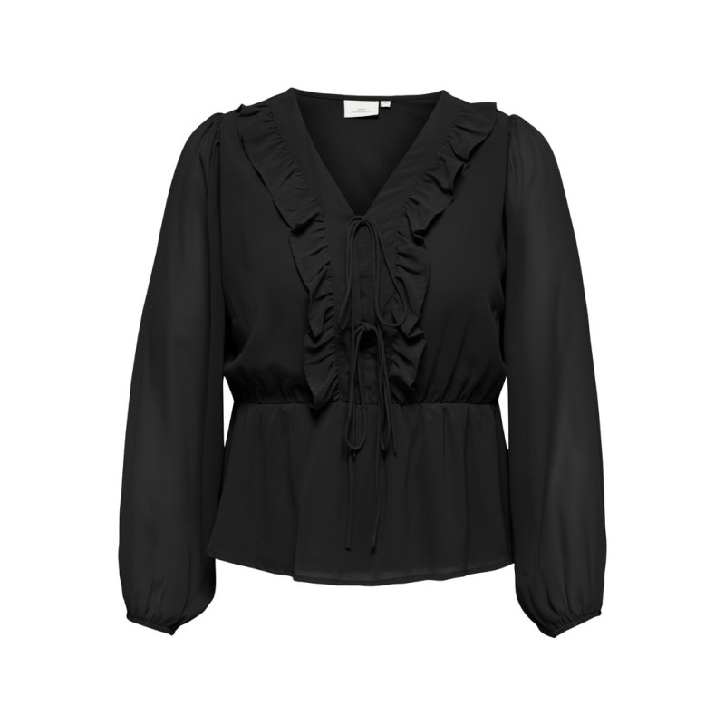 ONLY CARMAKOMA Thilda star frill v-neck bluse - Black