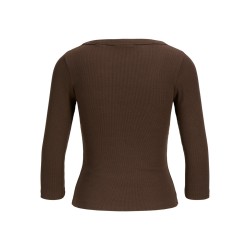JJXX Fiffi 3/4 ærme rib v-hals bluse - Demitasse