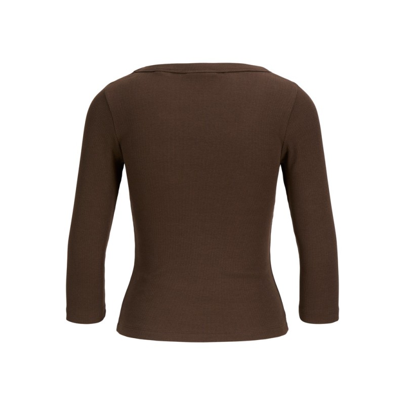 JJXX Fiffi 3/4 ærme rib v-hals bluse - Demitasse