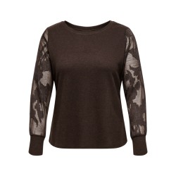 ONLY CARMAKOMA mix bluse - Coffee Bean