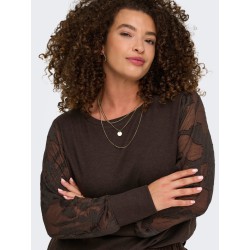ONLY CARMAKOMA mix bluse - Coffee Bean