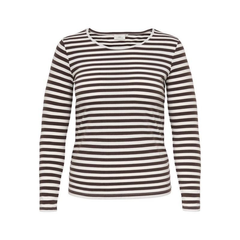 ONLY CARMAKOMA Chili langærmet bluse - Coffee Bean / Cloud dancer