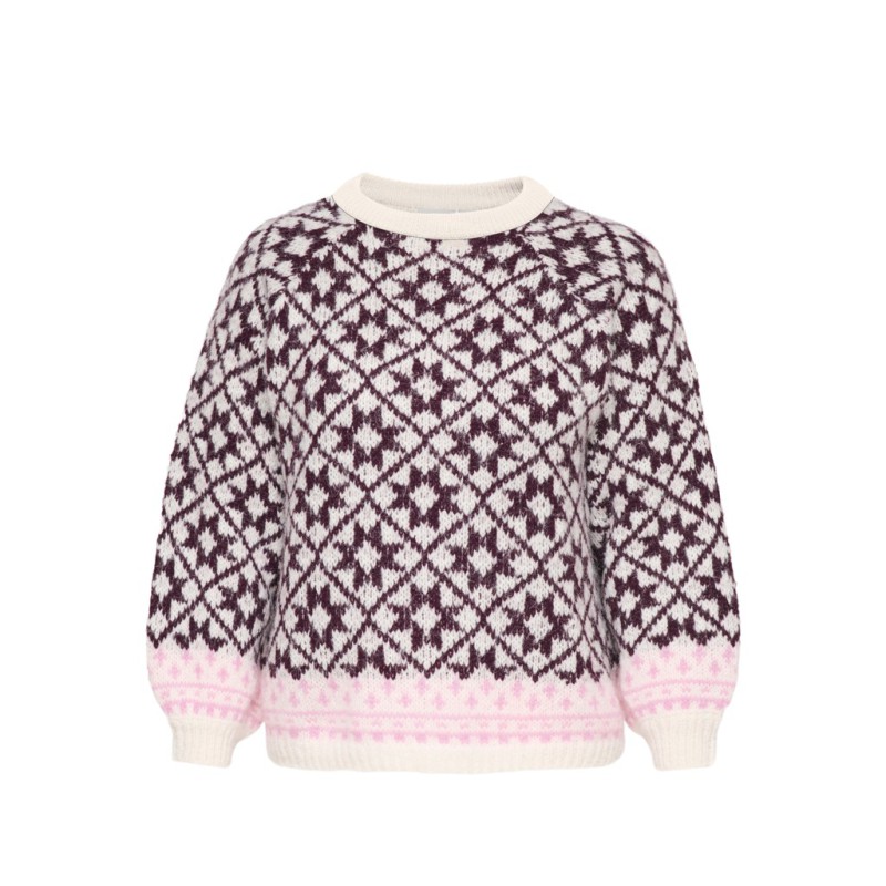 ONLY CARMAKOMA Caro striktrøje - Birch / Fig / Cyclamen