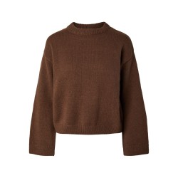 PIECES Iva fringes striktrøje - Downtown Brown