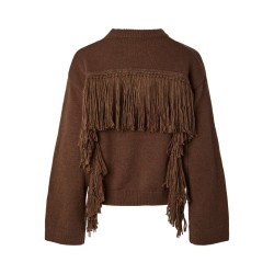 PIECES Iva fringes striktrøje - Downtown Brown