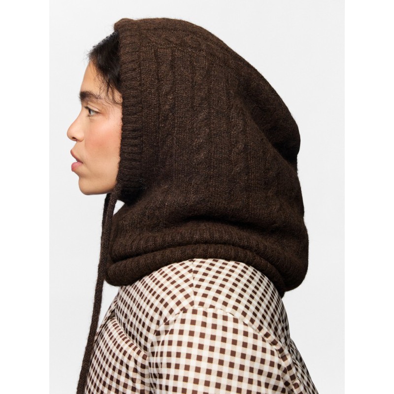 PIECES Nambi cable balaclava - Hot Fudge
