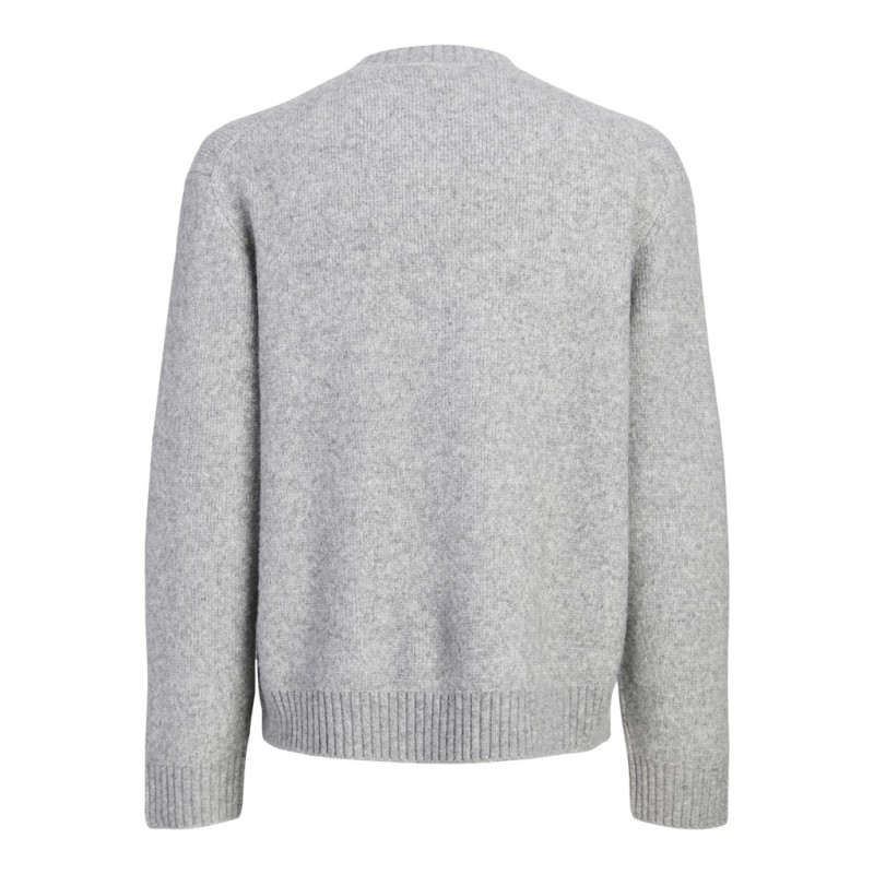 JACK & JONES Montereal ollie jaquard striktrøje - Light Grey Melange
