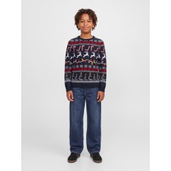 JACK & JONES JUNIOR Xmas santa striktrøje - Navy Blazer / Reindeer