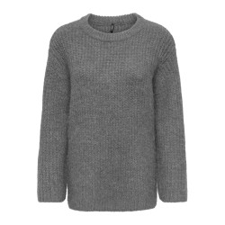 ONLY Maggie long striktrøje - Medium Grey Melange