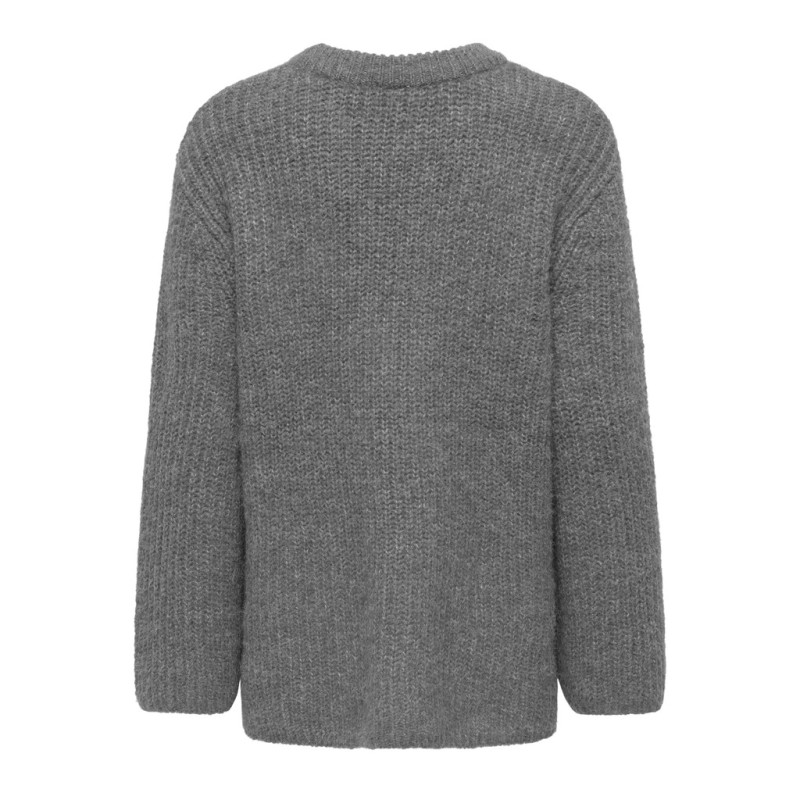 ONLY Maggie long striktrøje - Medium Grey Melange