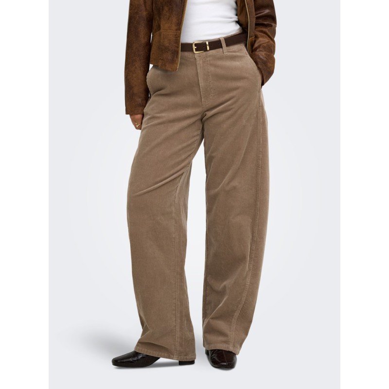 ONLY Clair-Flora barrel fløjlsbukser - Taupe Gray