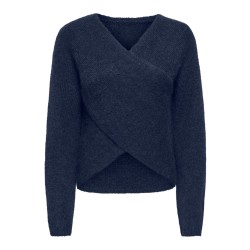 ONLY Maggie cross v-neck striktrøje - Night Sky