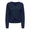 ONLY Maggie cross v-neck striktrøje - Night Sky