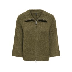 ONLY Maggie 3/4 wide zip strikcardigan - Beech