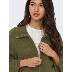 ONLY Maggie 3/4 wide zip strikcardigan - Beech