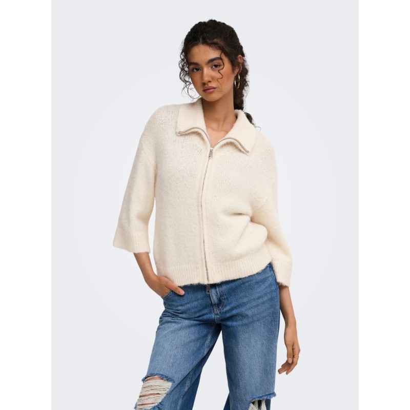 ONLY Maggie 3/4 wide zip strikcardigan - Birch