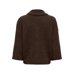 ONLY Maggie 3/4 wide zip strikcardigan - Coffee Bean