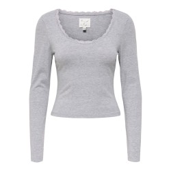 ONLY Kiss calm u-neck bluse - Medium Grey Melange