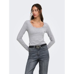 ONLY Kiss calm u-neck bluse - Medium Grey Melange