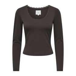 ONLY Kiss calm u-neck bluse - Chocolate Torte