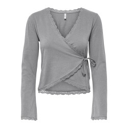 ONLY Kiss calm wrap cardigan - Medium Grey Melange