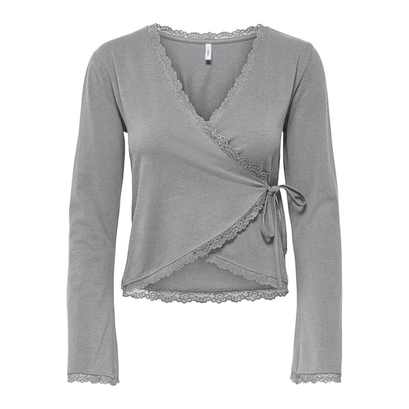 ONLY Kiss calm wrap cardigan - Medium Grey Melange