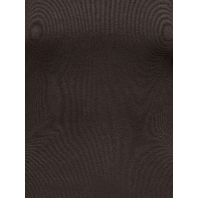 ONLY Kathline 3/4 rib boatneck bluse - Coffee Bean