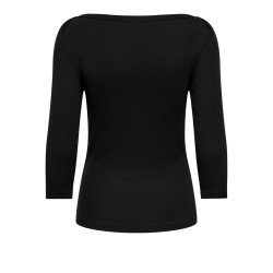 ONLY Kathline 3/4 rib boatneck bluse - Black
