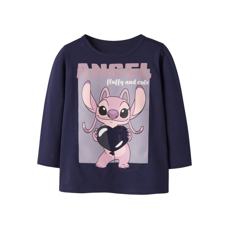 NAME IT MINI Pige - Oda Stitch langærmet bluse - Evening Blue