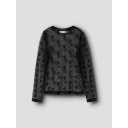 NAME IT KIDS Pige - Remesh langærmet mesh bluse - Black