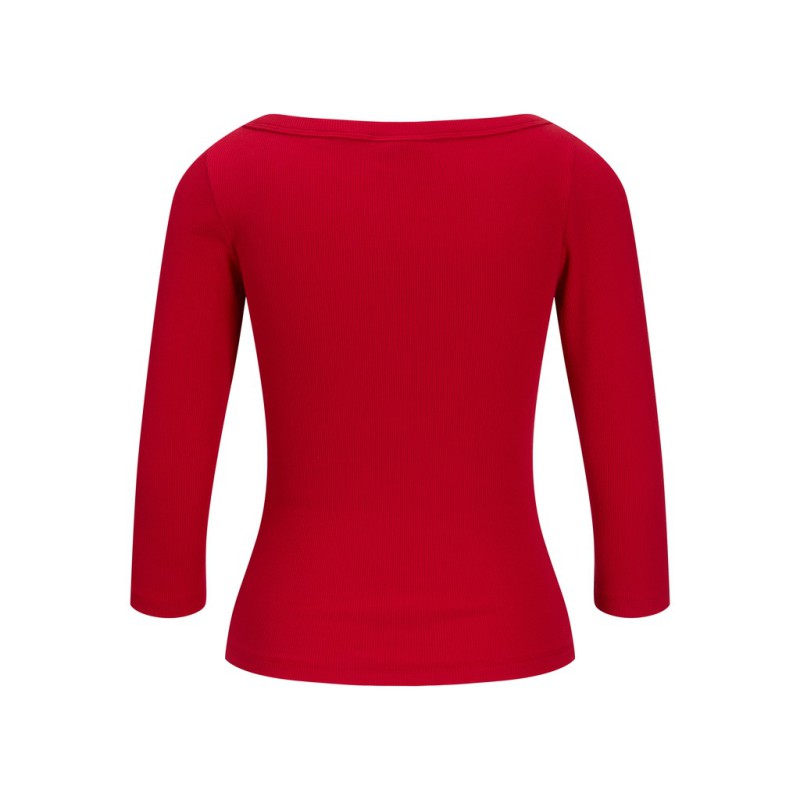 JJXX Fiffi 3/4 boatneck T-shirt - Tango Red