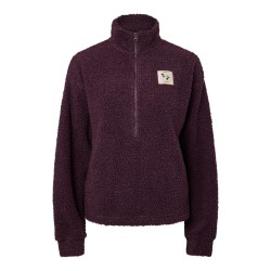 PIECES Katty high neck half zip teddyjakke - Plum Perfect