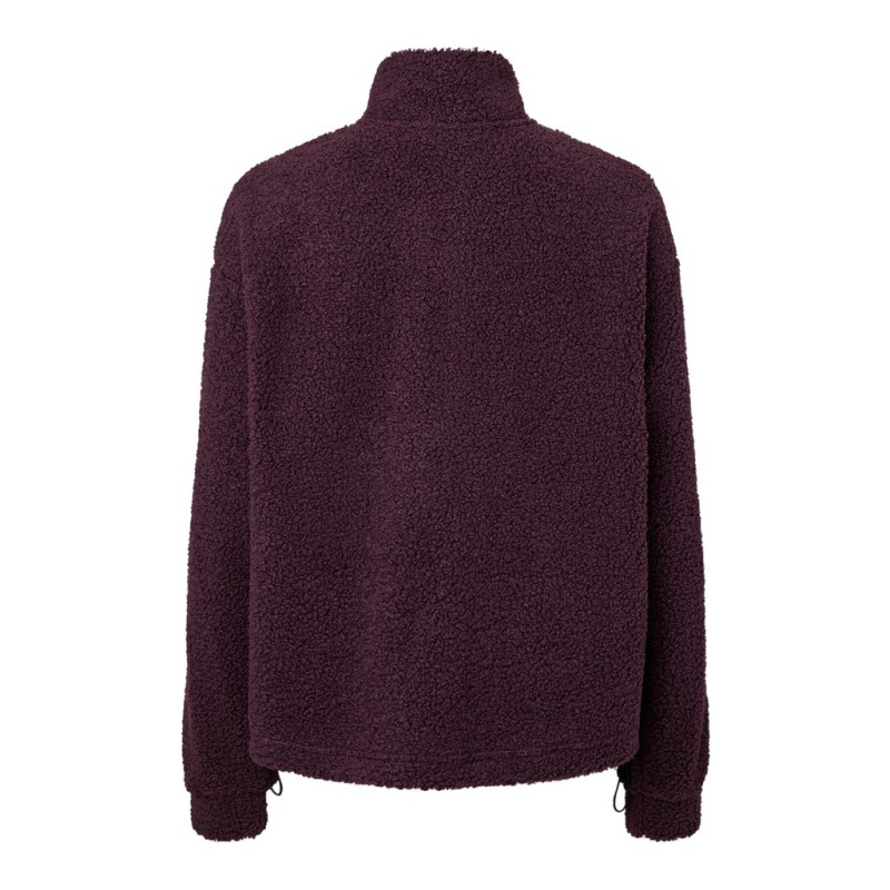 PIECES Katty high neck half zip teddyjakke - Plum Perfect
