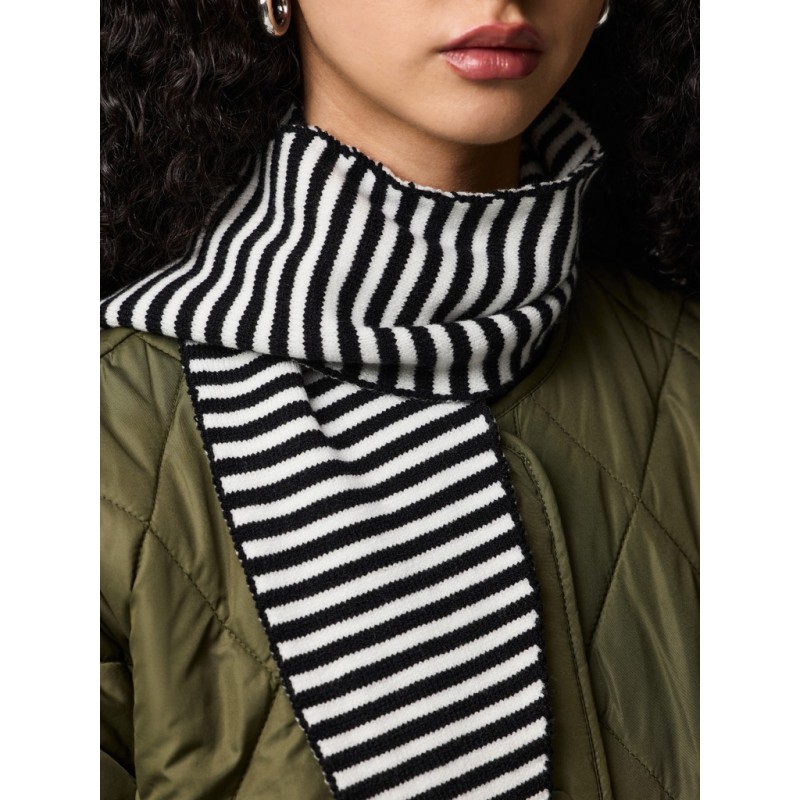 PIECES Komma triangle tørklæde - Black / Stripes Bright White