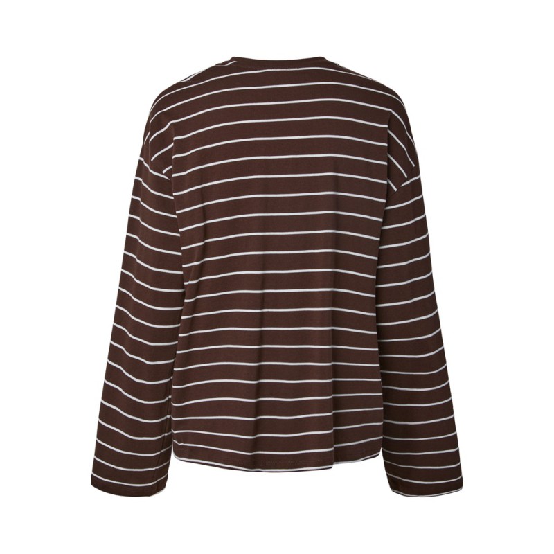 PIECES Sadie langærmet bluse - Hot Fudge / Cloud Dancer