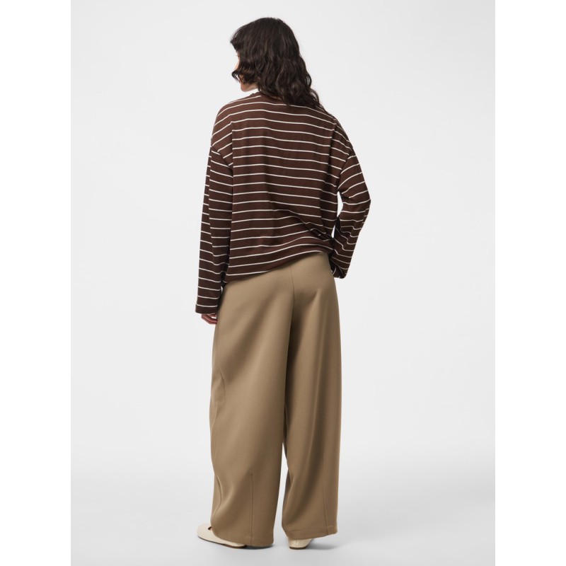 PIECES Sadie langærmet bluse - Hot Fudge / Cloud Dancer