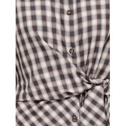 ONLY Nola langærmet ternet wrap skjorte - Malt Ball/ White/BLUE