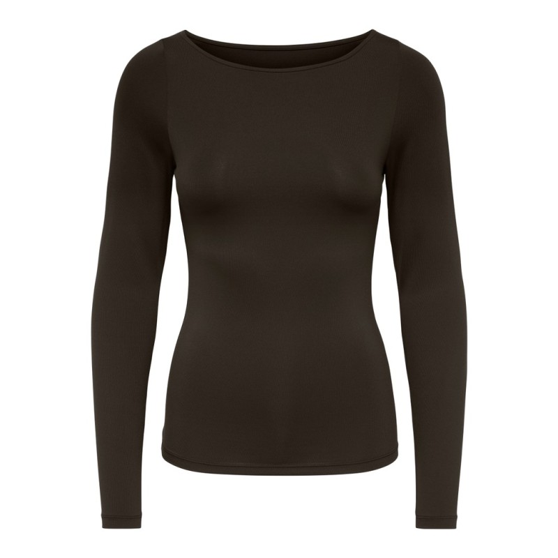 ONLY Lea langærmet boatneck top - Chocolate Torte