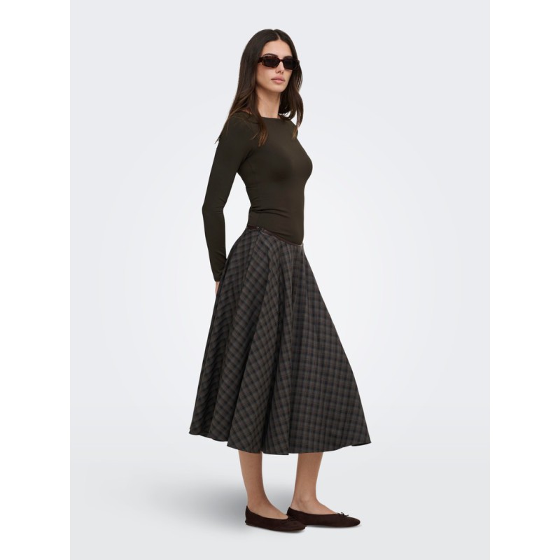 ONLY Lea langærmet boatneck top - Chocolate Torte