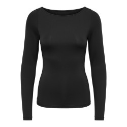 ONLY Lea langærmet boatneck top - Sort