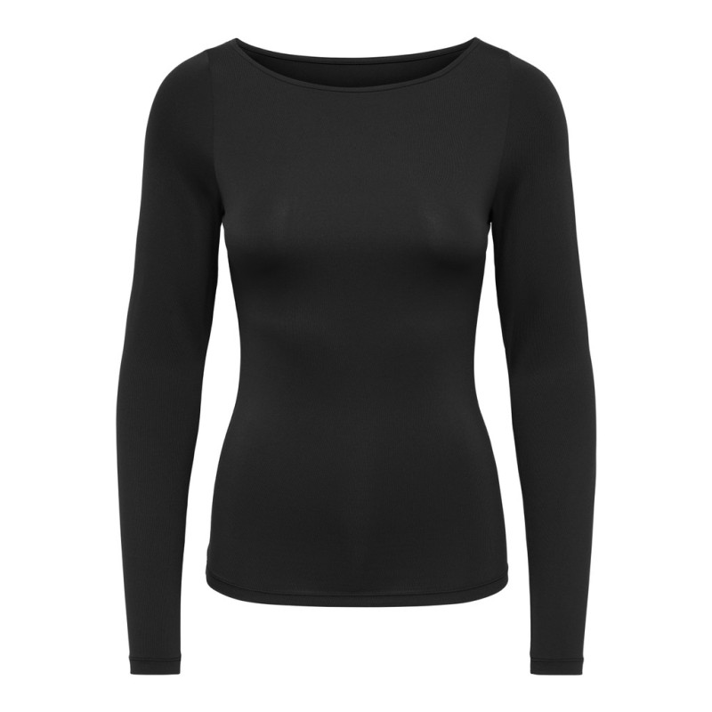 ONLY Lea langærmet boatneck top - Sort
