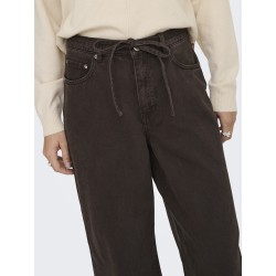 ONLY Gianna mellemtalje jeans - Dark Brown Denim
