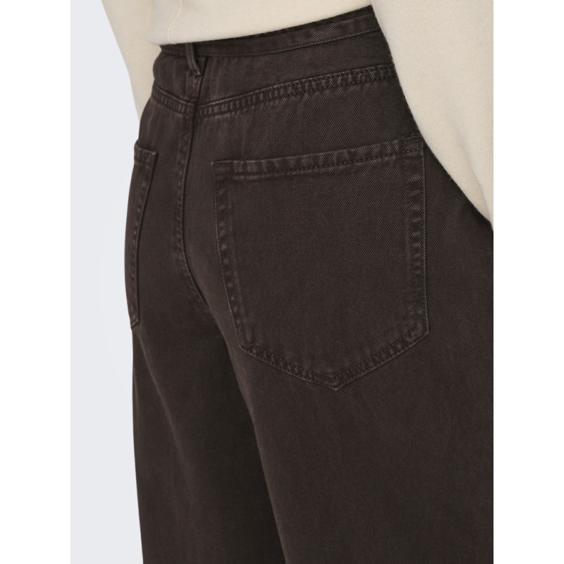 ONLY Gianna mellemtalje jeans - Dark Brown Denim
