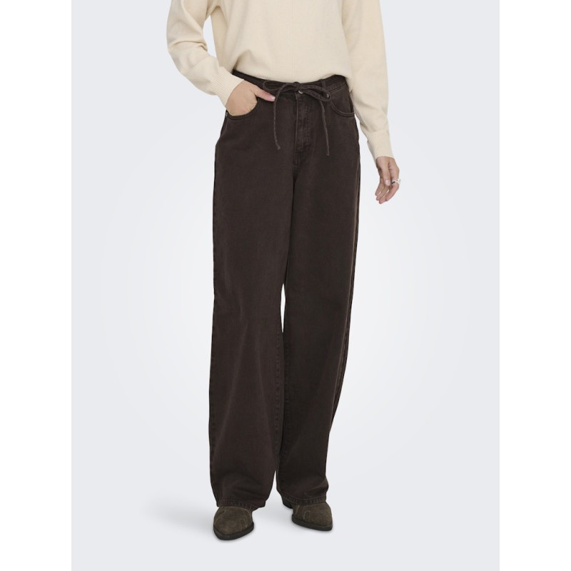 ONLY Gianna mellemtalje jeans - Dark Brown Denim