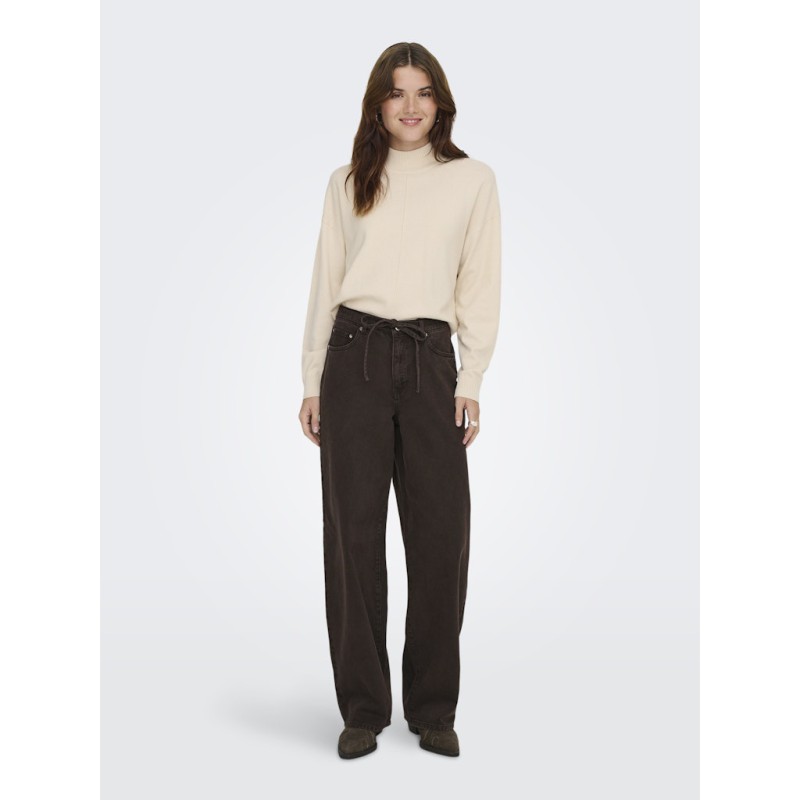 ONLY Gianna mellemtalje jeans - Dark Brown Denim