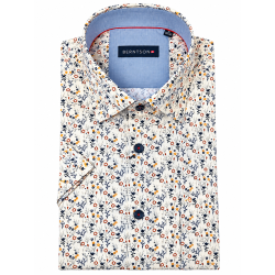 BERNTSON Strygefri kortærmet skjorte - Off White Floral